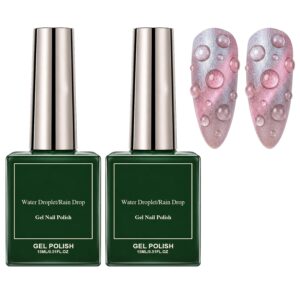 2 Bottle Clear Sculpting Gel for Nail Art – Water Drop Gel Nail Polish, Rain Drop Soak Off UV LED Nail Gel Polish for Ice Dew Nail Art Designs